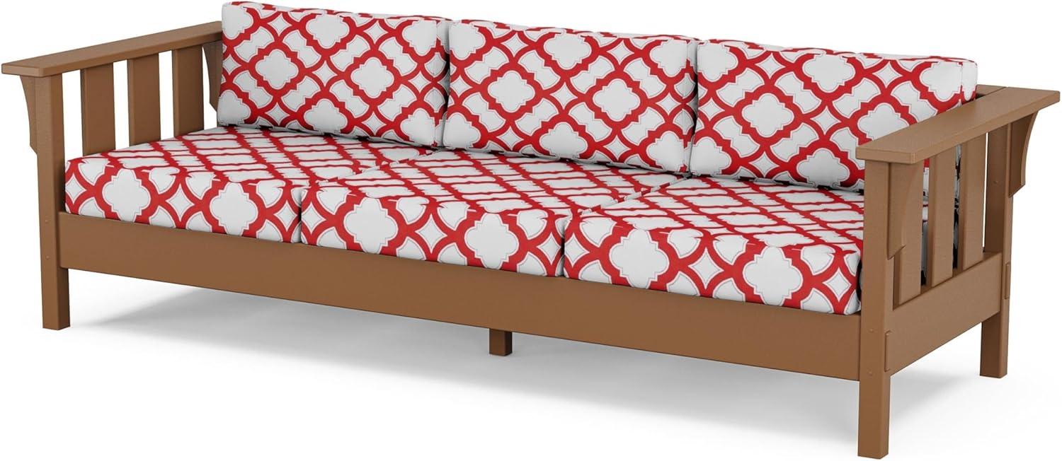 imageMartha Stewart by POLYWOOD Acadia 4Piece Deep Seating Set with Sofa in Teak Dune BurlapTrellis Crimson