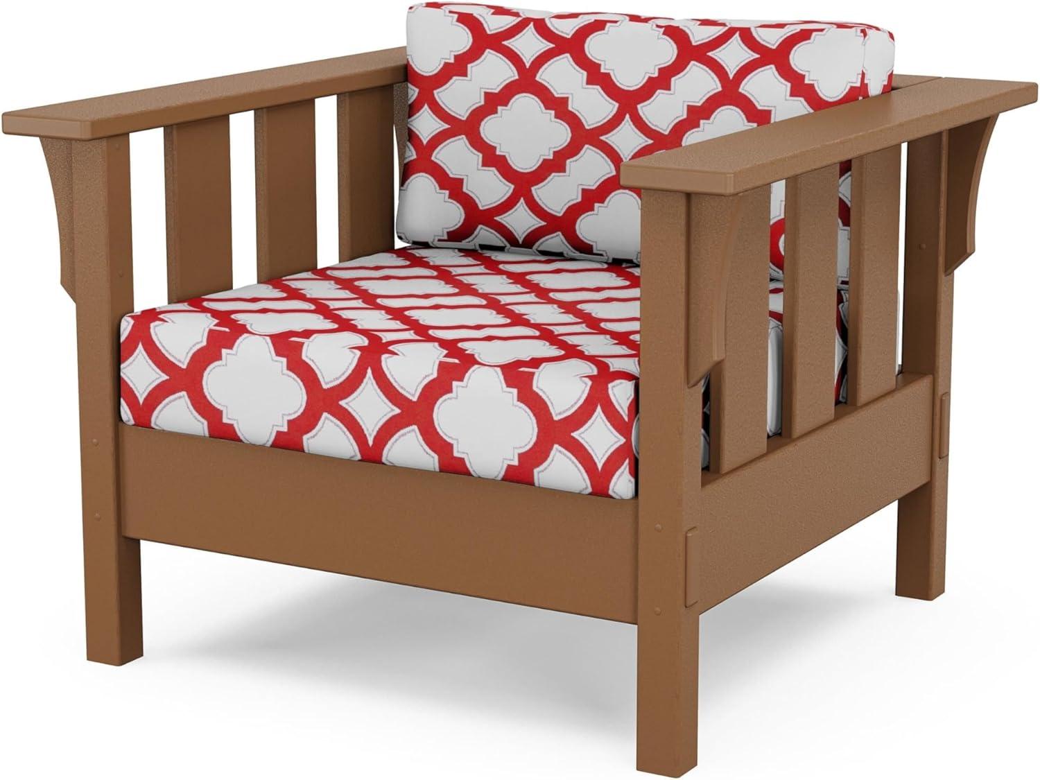 imageMartha Stewart by POLYWOOD Acadia 4Piece Deep Seating Set with Sofa in Teak Dune BurlapTrellis Crimson