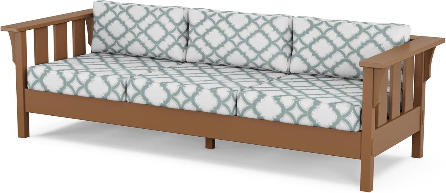 imageMartha Stewart by POLYWOOD Acadia 4Piece Deep Seating Set with Sofa in Teak Dune BurlapTrellis Glacier Spa