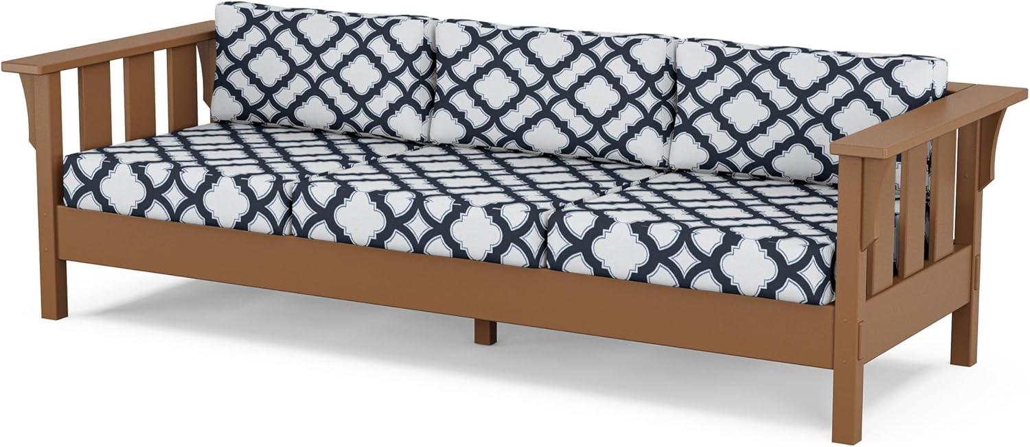 imageMartha Stewart by POLYWOOD Acadia 4Piece Deep Seating Set with Sofa in Teak Dune BurlapTrellis Marine Indigo