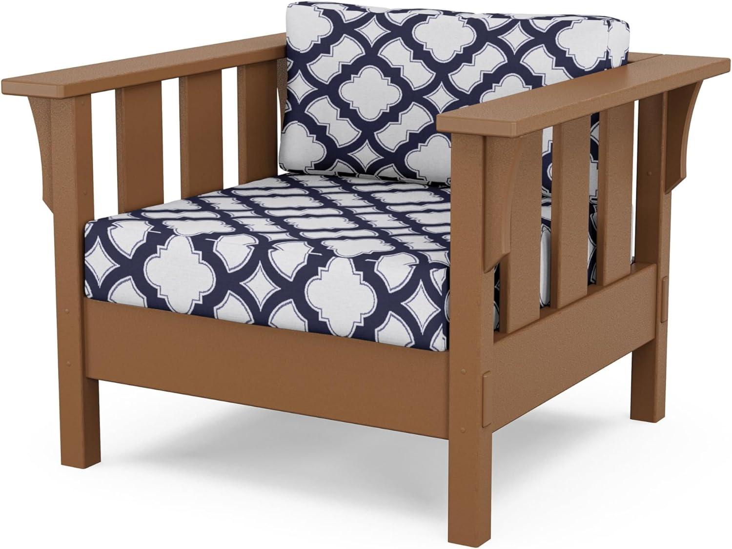 imageMartha Stewart by POLYWOOD Acadia 4Piece Deep Seating Set with Sofa in Teak Dune BurlapTrellis Navy