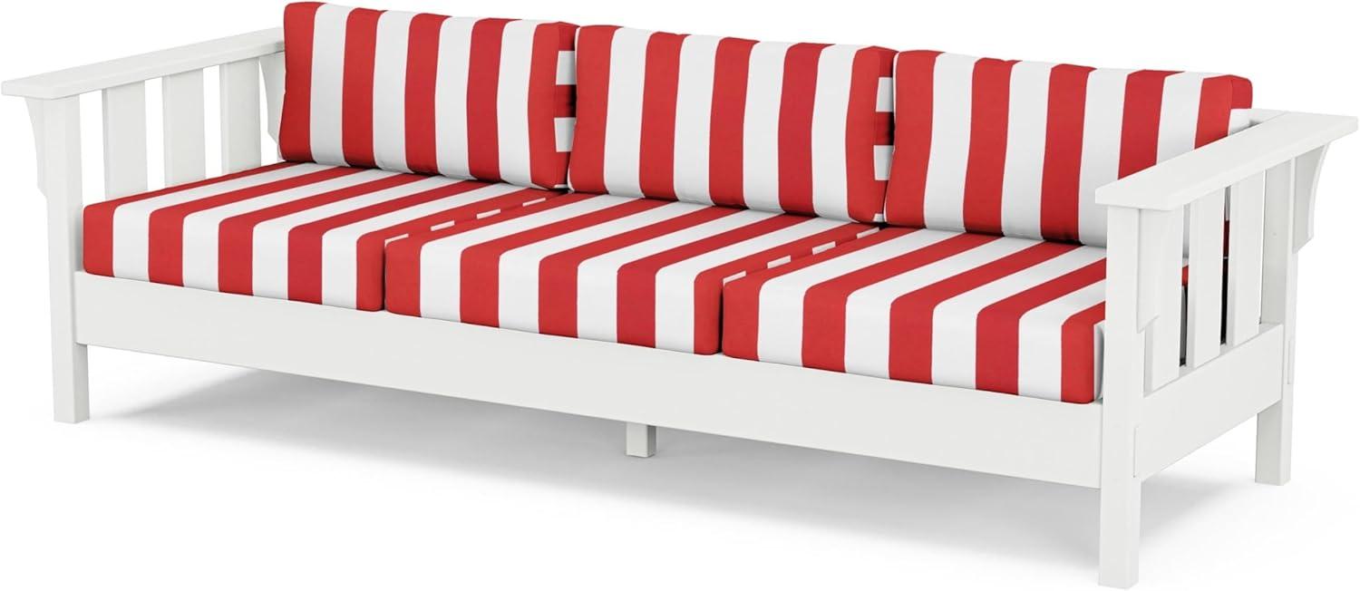 imageMartha Stewart by POLYWOOD Acadia 4Piece Deep Seating Set with Sofa in White Trellis Sky BlueCabana Stripe Crimson