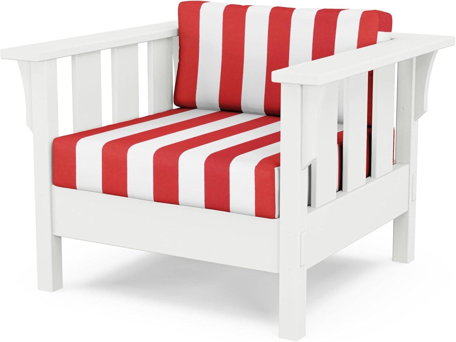 imageMartha Stewart by POLYWOOD Acadia 4Piece Deep Seating Set with Sofa in White Trellis Sky BlueCabana Stripe Crimson