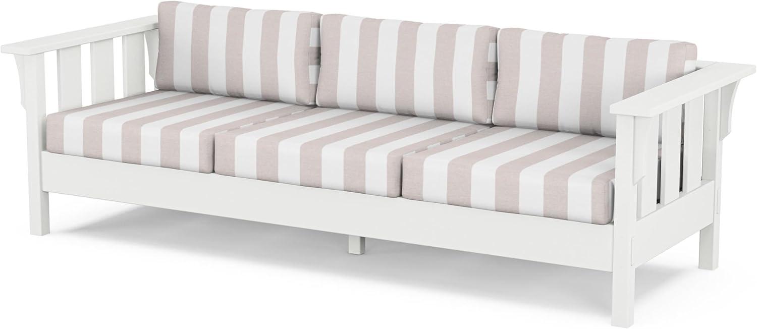 imageMartha Stewart by POLYWOOD Acadia 4Piece Deep Seating Set with Sofa in White Trellis Sky BlueCabana Stripe Dune Burlap