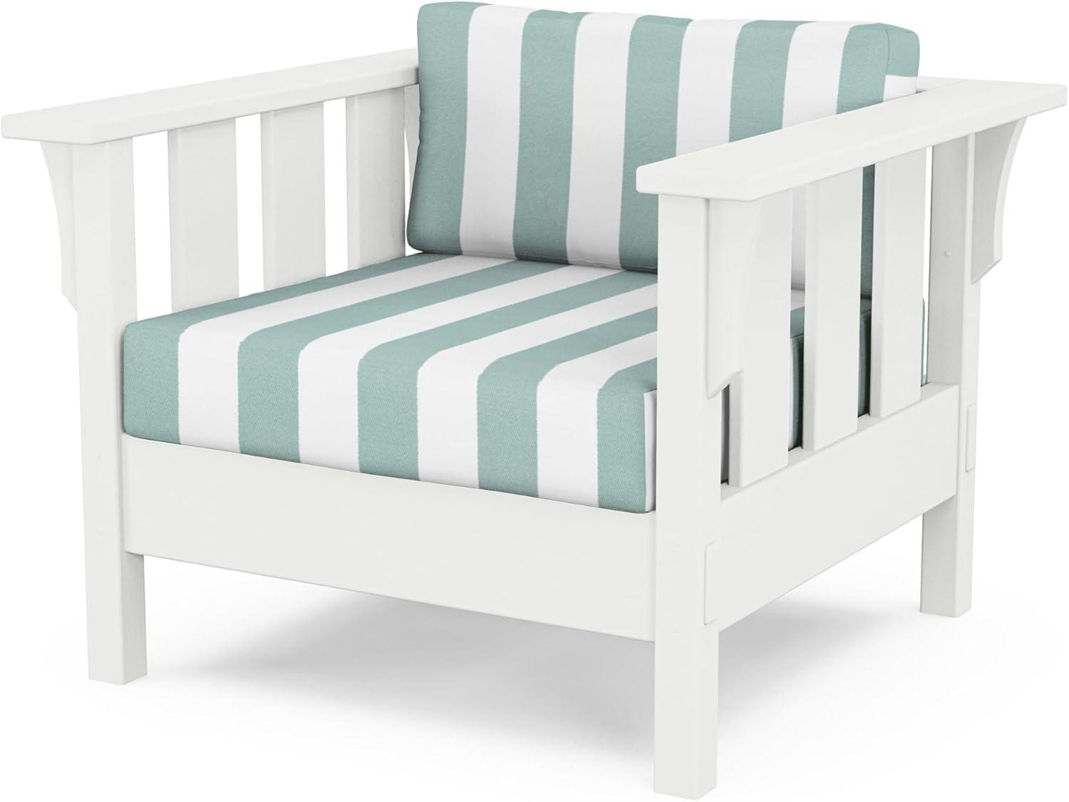 imageMartha Stewart by POLYWOOD Acadia 4Piece Deep Seating Set with Sofa in White Trellis Sky BlueCabana Stripe Glacier Spa