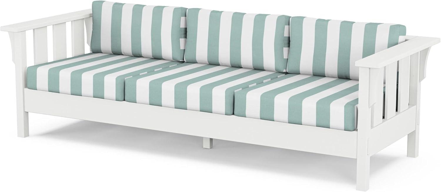 imageMartha Stewart by POLYWOOD Acadia 4Piece Deep Seating Set with Sofa in White Trellis Sky BlueCabana Stripe Glacier Spa
