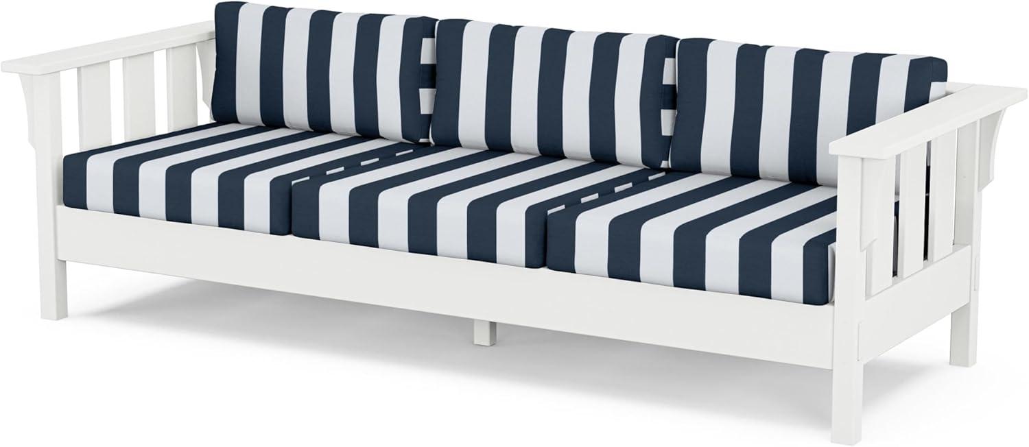 imageMartha Stewart by POLYWOOD Acadia 4Piece Deep Seating Set with Sofa in White Trellis Sky BlueCabana Stripe Marine Indigo