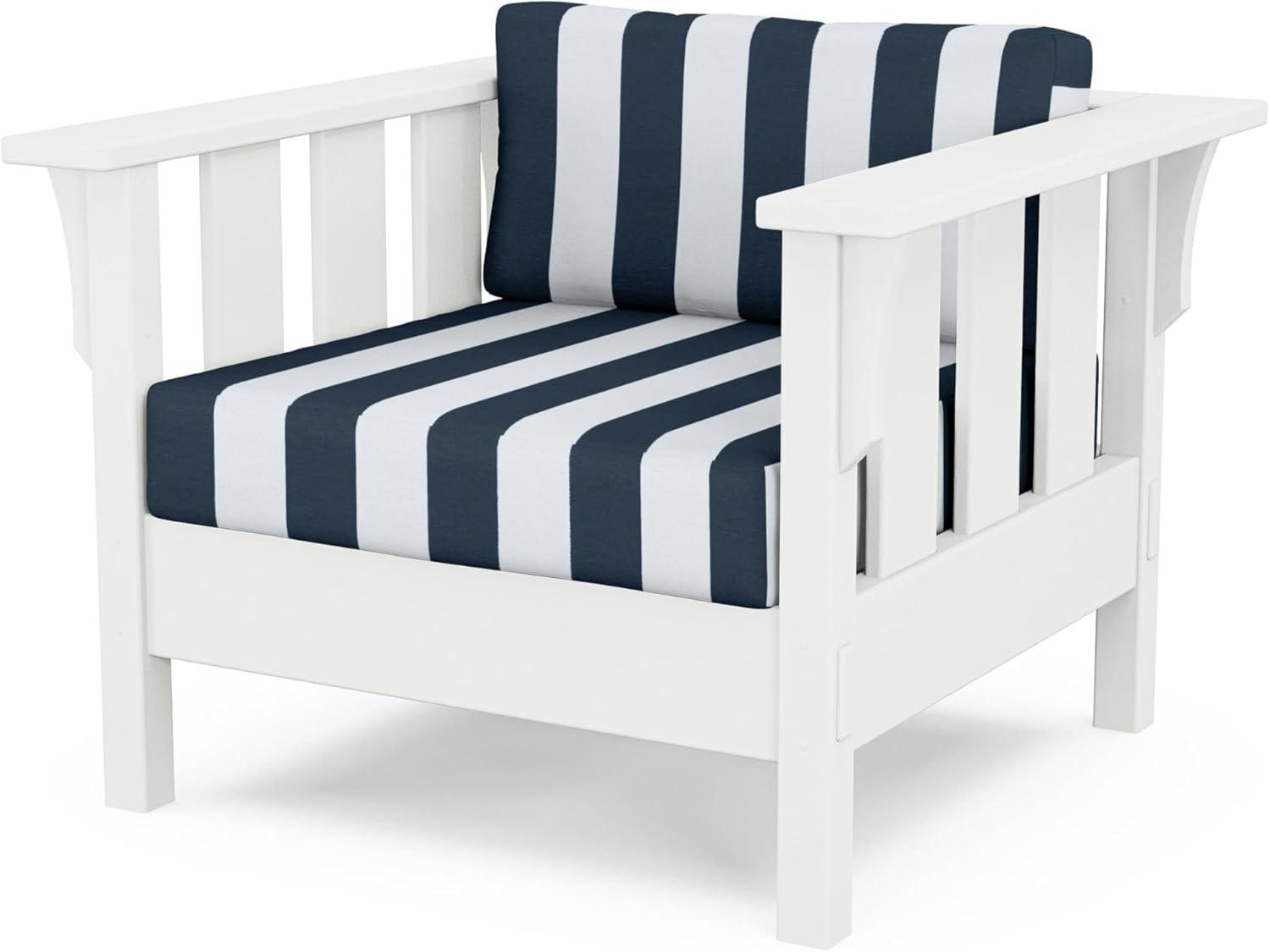 imageMartha Stewart by POLYWOOD Acadia 4Piece Deep Seating Set with Sofa in White Trellis Sky BlueCabana Stripe Marine Indigo
