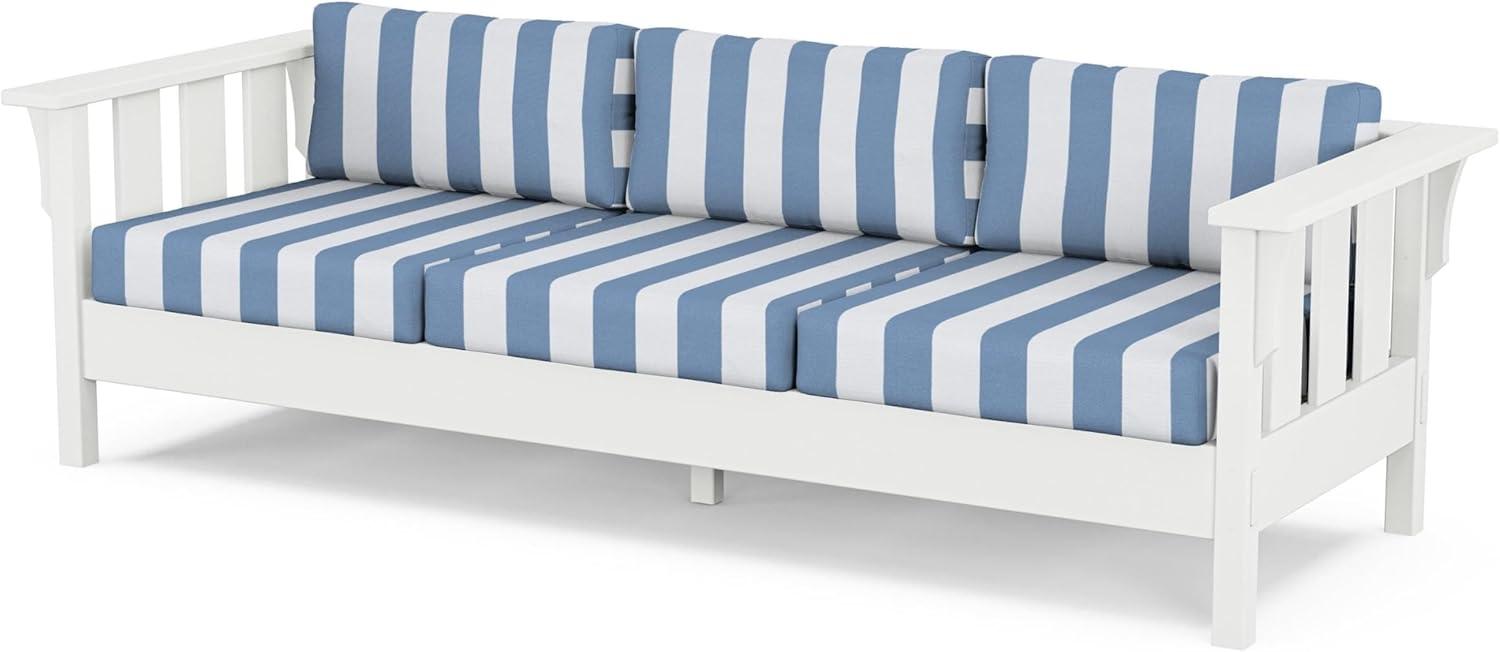 imageMartha Stewart by POLYWOOD Acadia 4Piece Deep Seating Set with Sofa in White Trellis Sky BlueCabana Stripe Sky Blue