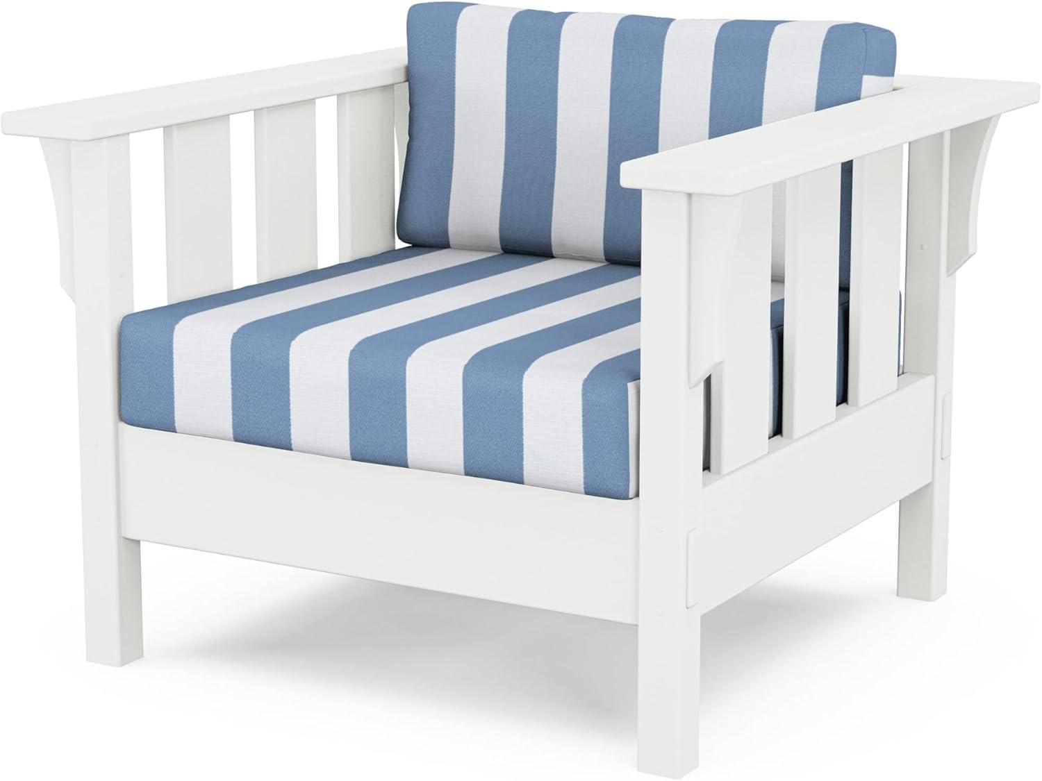 imageMartha Stewart by POLYWOOD Acadia 4Piece Deep Seating Set with Sofa in White Trellis Sky BlueCabana Stripe Sky Blue