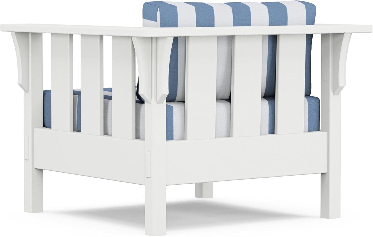 imageMartha Stewart by POLYWOOD Acadia 4Piece Deep Seating Set with Sofa in White Trellis Sky BlueCabana Stripe Sky Blue