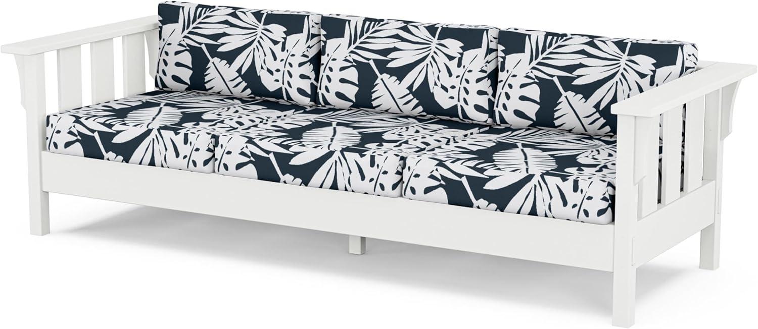 imageMartha Stewart by POLYWOOD Acadia 4Piece Deep Seating Set with Sofa in White Trellis Sky BlueLeaf Marine Indigo