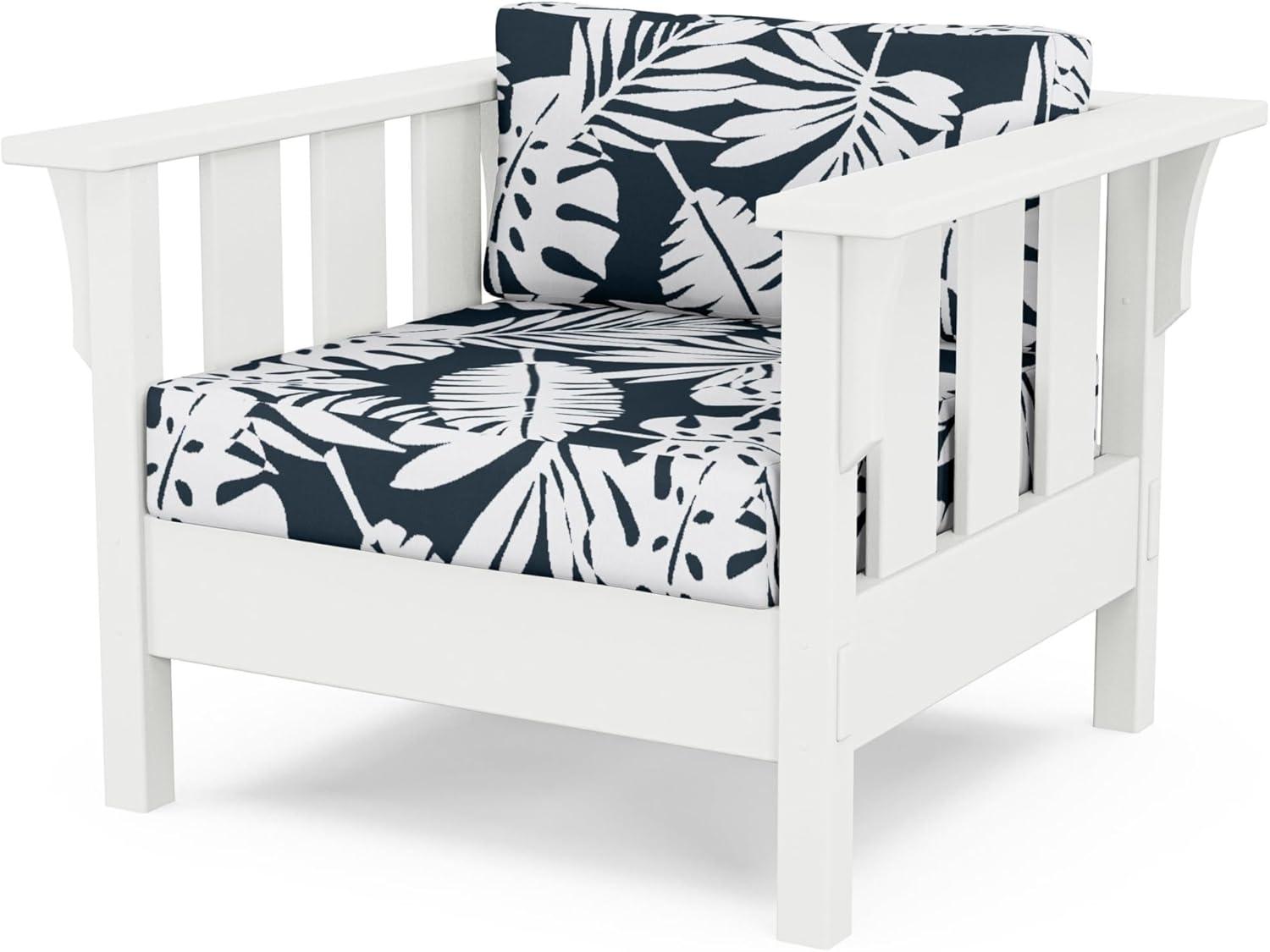 imageMartha Stewart by POLYWOOD Acadia 4Piece Deep Seating Set with Sofa in White Trellis Sky BlueLeaf Marine Indigo