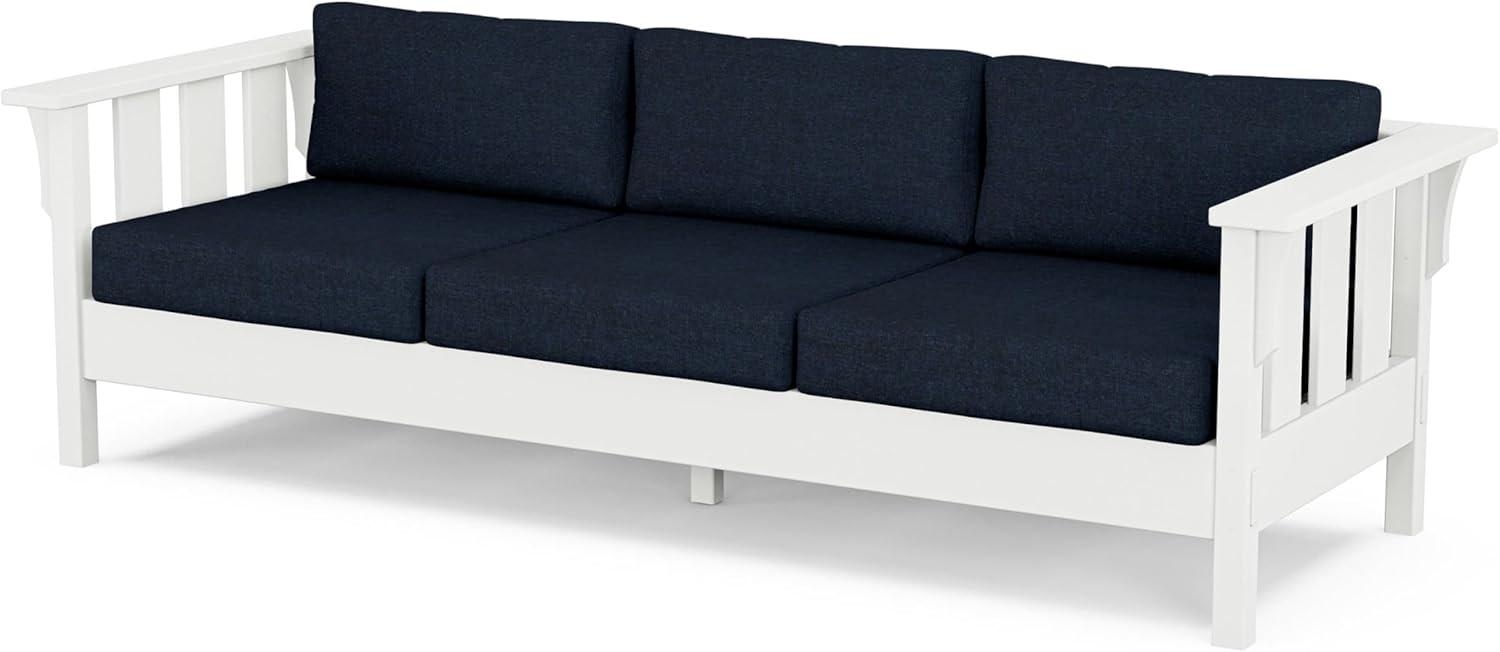 imageMartha Stewart by POLYWOOD Acadia 4Piece Deep Seating Set with Sofa in White Trellis Sky BlueMarine Indigo