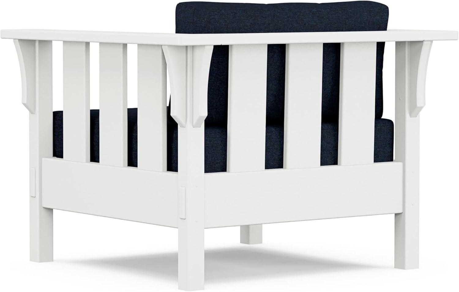 imageMartha Stewart by POLYWOOD Acadia 4Piece Deep Seating Set with Sofa in White Trellis Sky BlueMarine Indigo