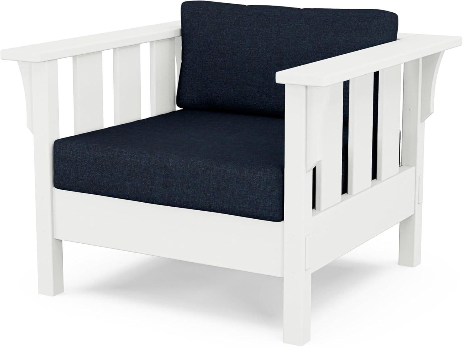 imageMartha Stewart by POLYWOOD Acadia 4Piece Deep Seating Set with Sofa in White Trellis Sky BlueMarine Indigo