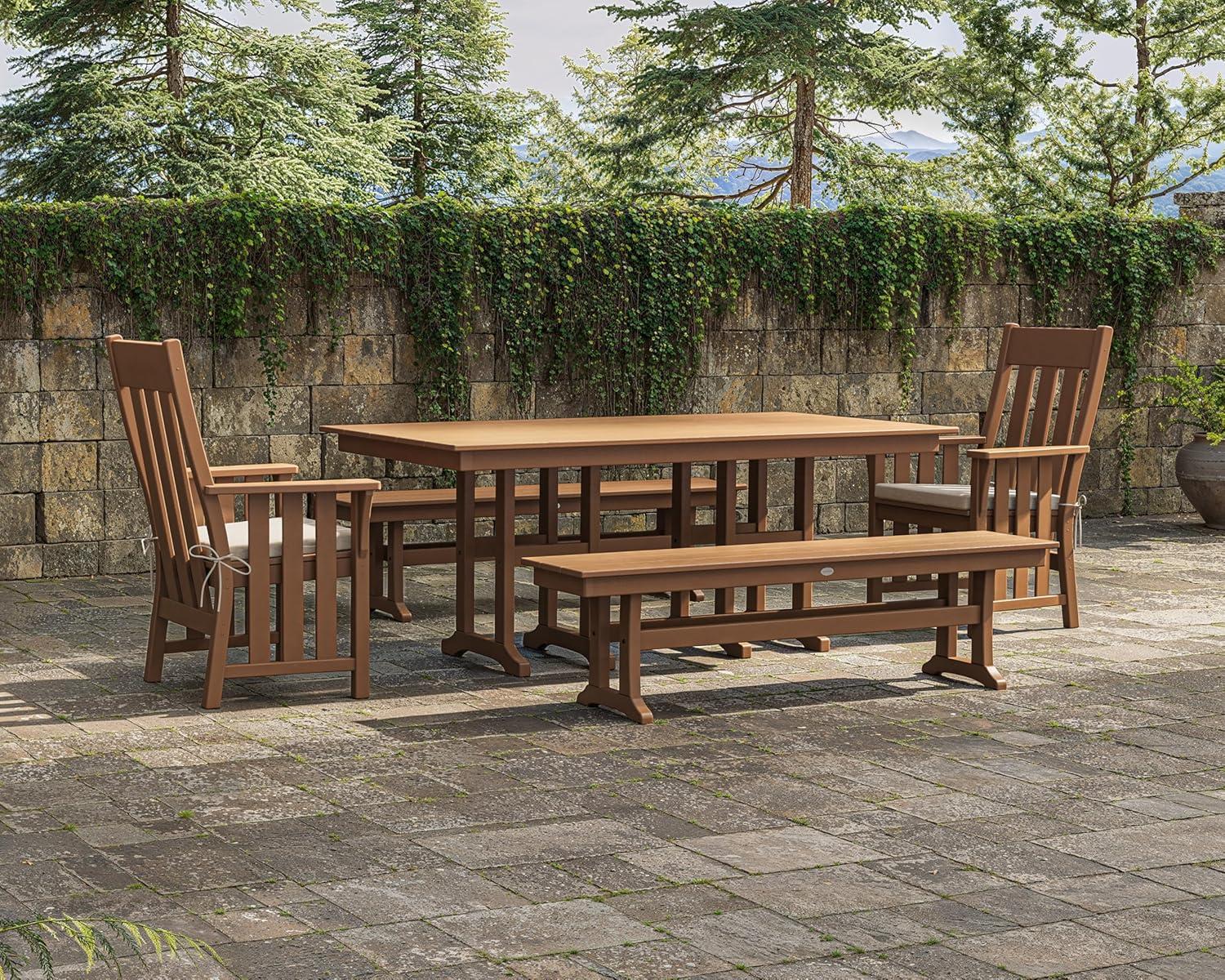 imageMartha Stewart by POLYWOOD Acadia 5Piece Farmhouse Dining Set with Benches in BlackWhite