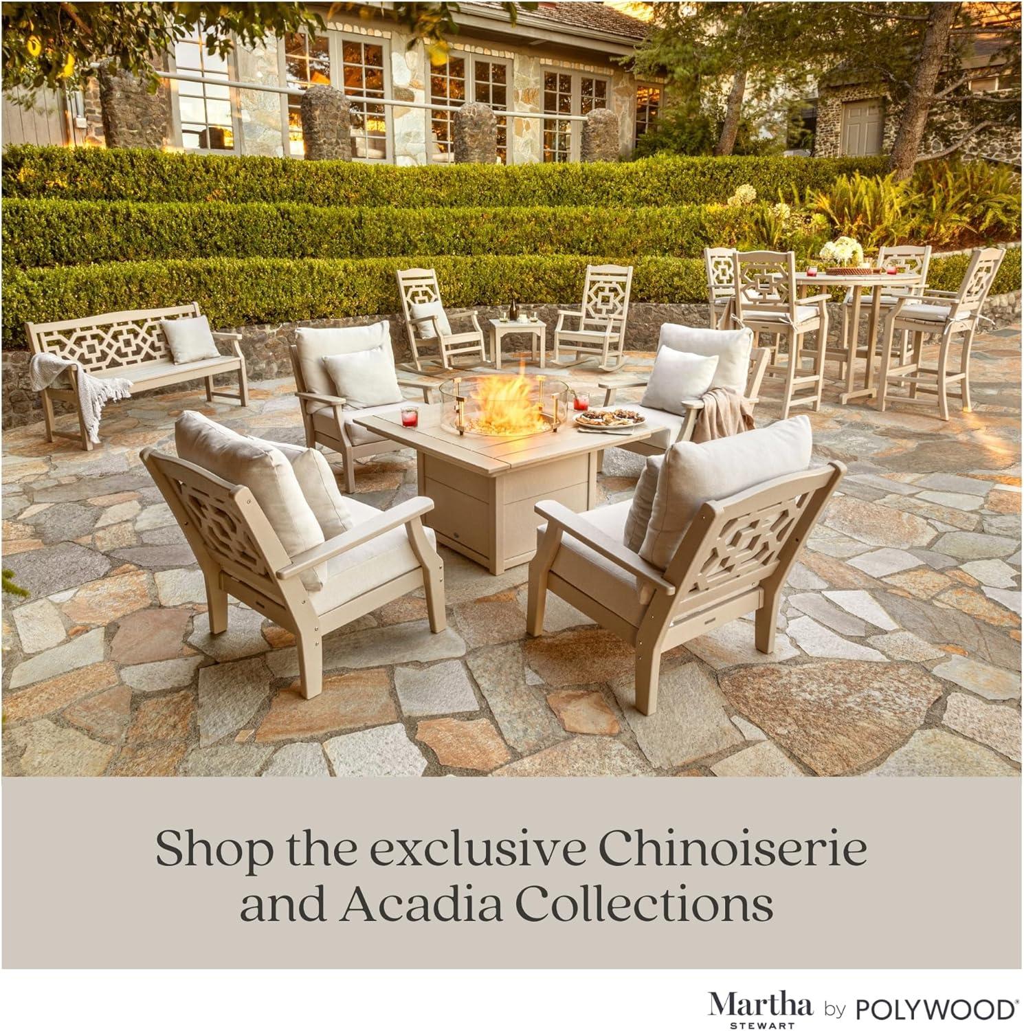 imageMartha Stewart by POLYWOOD Chinoiserie 3Piece Deep Seating Set in MahoganySpiced BurlapSand Leaf Dune Burlap