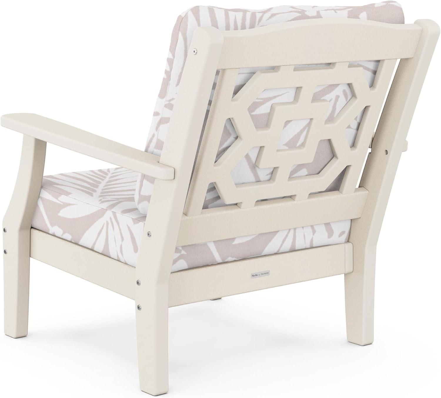 imageMartha Stewart by POLYWOOD Chinoiserie 3Piece Deep Seating Set in MahoganySpiced BurlapSand Leaf Dune Burlap