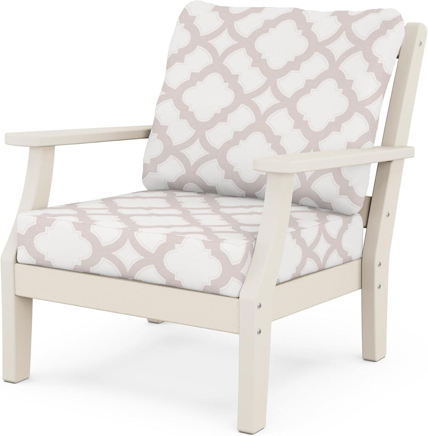 imageMartha Stewart by POLYWOOD Chinoiserie 3Piece Deep Seating Set in MahoganySpiced BurlapSand Trellis Dune Burlap