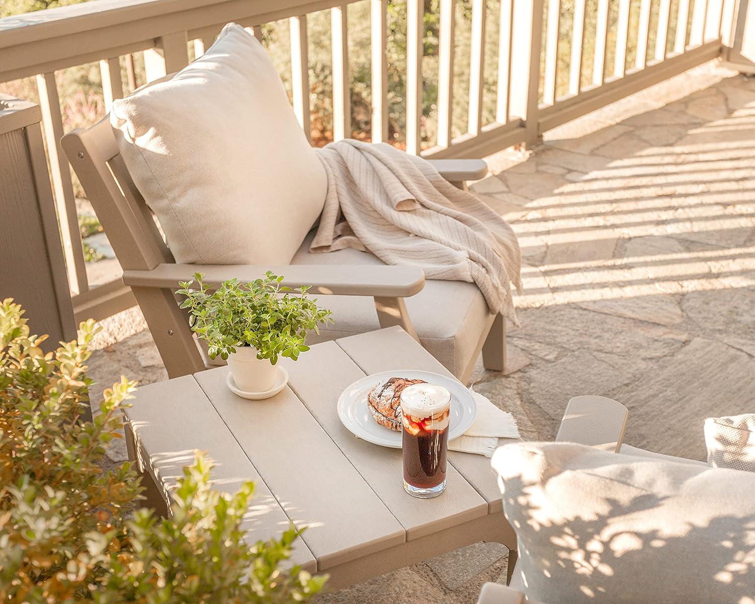 imageMartha Stewart by POLYWOOD Chinoiserie 3Piece Deep Seating Set in MahoganySpiced BurlapSand Trellis Dune Burlap
