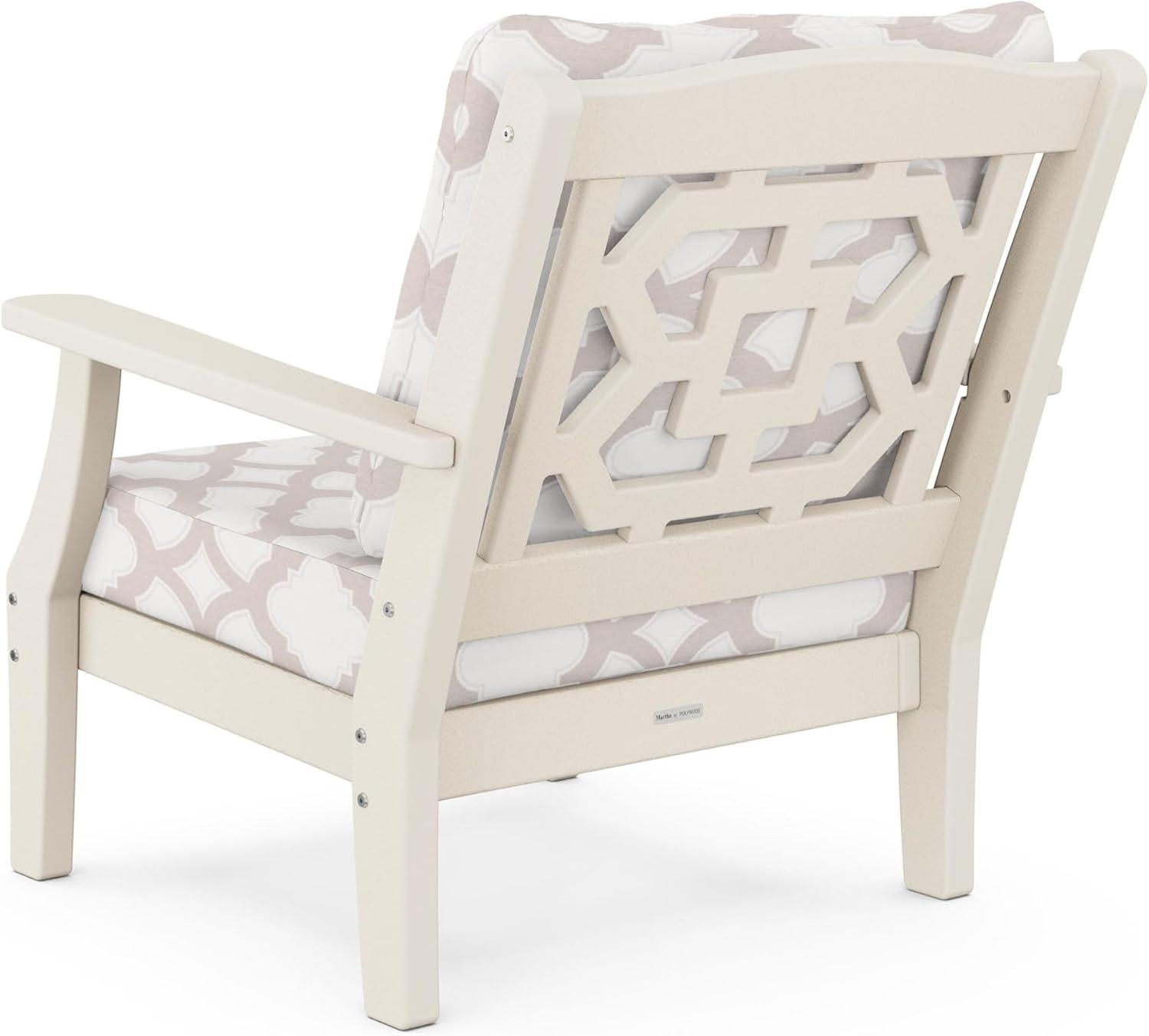 imageMartha Stewart by POLYWOOD Chinoiserie 3Piece Deep Seating Set in MahoganySpiced BurlapSand Trellis Dune Burlap