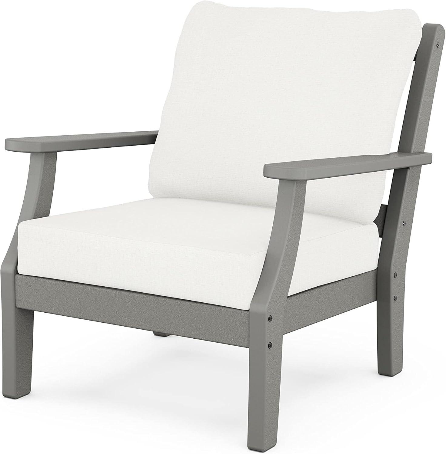 imageMartha Stewart by POLYWOOD Chinoiserie 3Piece Deep Seating Set in MahoganySpiced BurlapSlate Grey Natural Linen