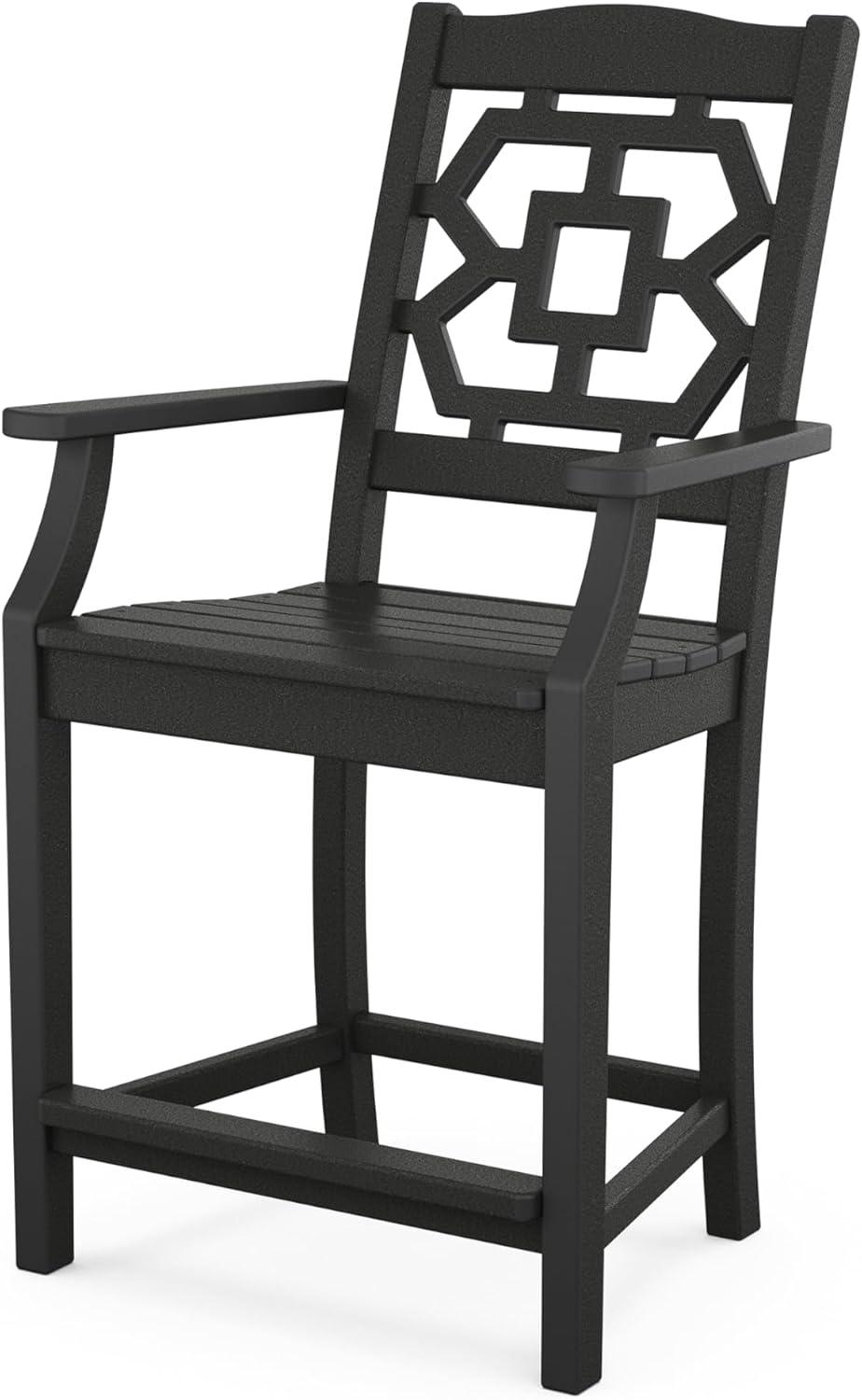 imageMartha Stewart by POLYWOOD Chinoiserie 3Piece Farmhouse Bistro Counter Set in MahoganyBlack