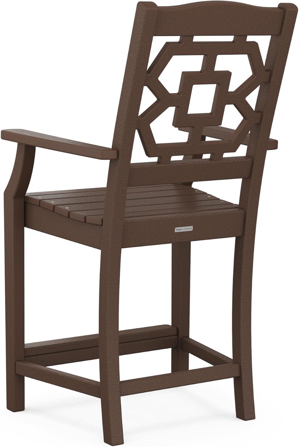 imageMartha Stewart by POLYWOOD Chinoiserie 3Piece Farmhouse Bistro Counter Set in MahoganyMahogany