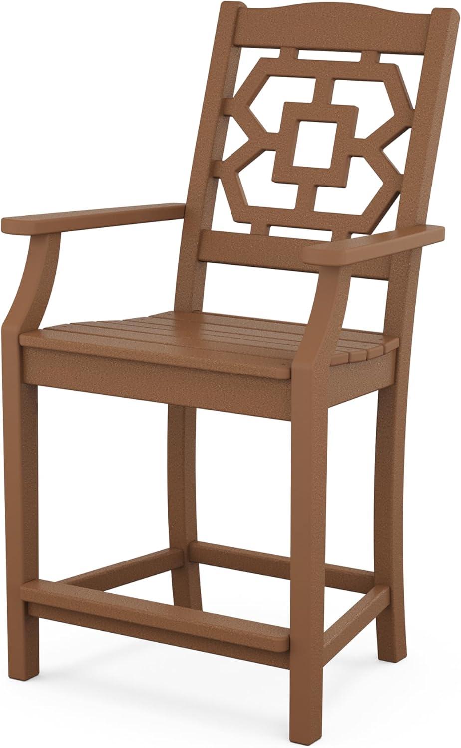 imageMartha Stewart by POLYWOOD Chinoiserie 3Piece Farmhouse Bistro Counter Set in MahoganyTeak