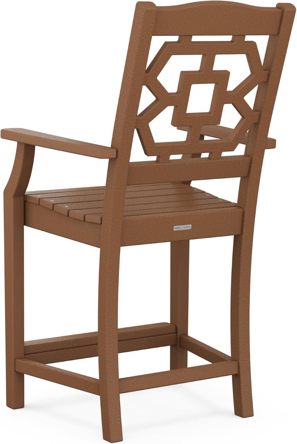 imageMartha Stewart by POLYWOOD Chinoiserie 3Piece Farmhouse Bistro Counter Set in MahoganyTeak