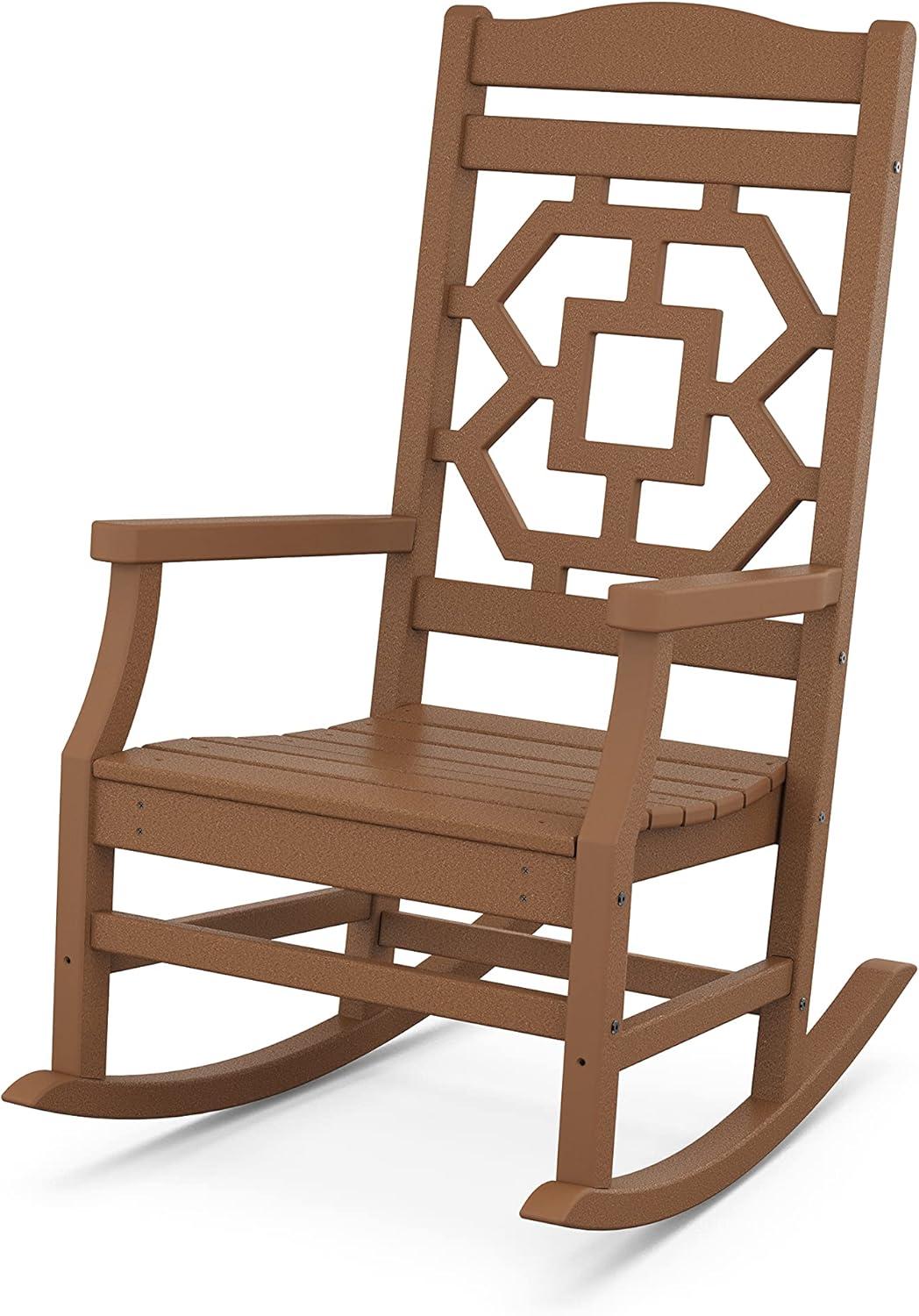 imageMartha Stewart by POLYWOOD Chinoiserie 3Piece Outdoor Rocking Chair Set with Patio Side Table Black HDPE AllWeather Furniture Classic Porch Rockers for Deck Garden amp Backyard Made in The USATeak