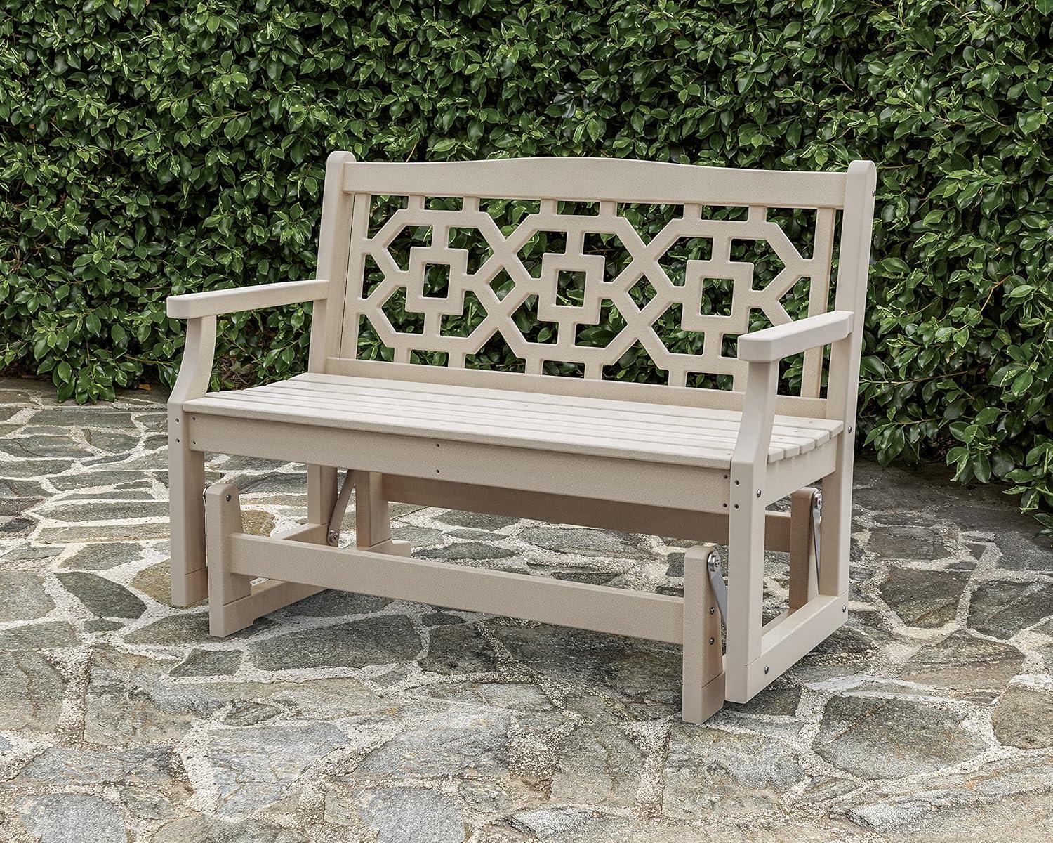 imageMartha Stewart by POLYWOOD Chinoiserie 48 Glider in SandMahogany