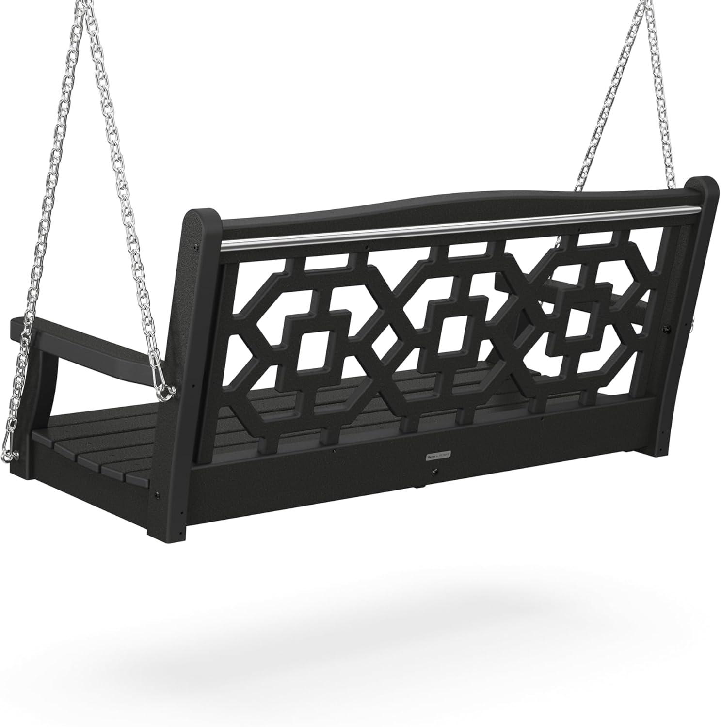 imageMartha Stewart by POLYWOOD Chinoiserie 48 Swing in SandBlack