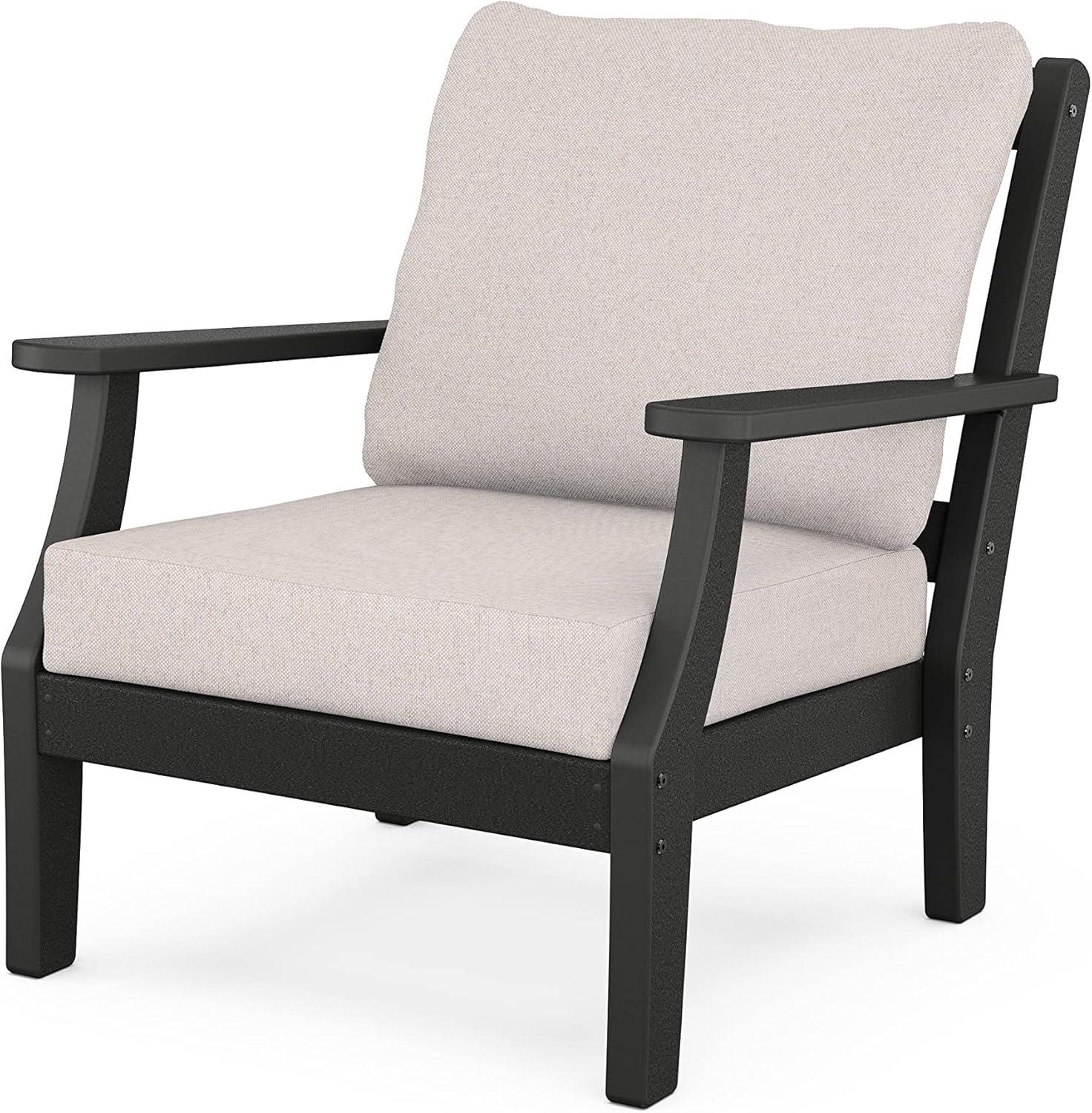 imageMartha Stewart by POLYWOOD Chinoiserie 4Piece Deep Seating Set with Sofa in BlackDune BurlapBlack Dune Burlap