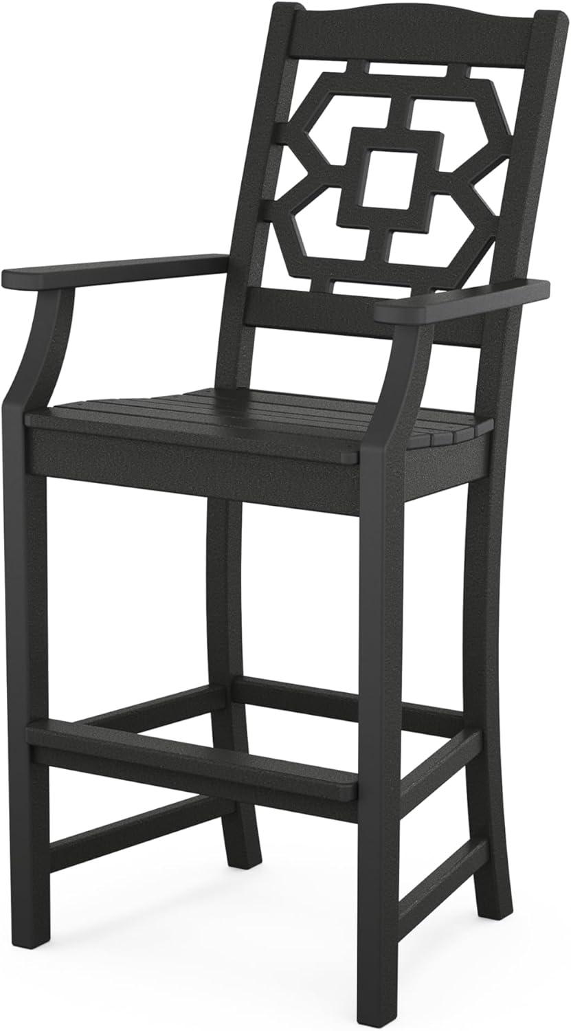 imageMartha Stewart by POLYWOOD Chinoiserie 5Piece Bar Set with Trestle Legs in WhiteBlack