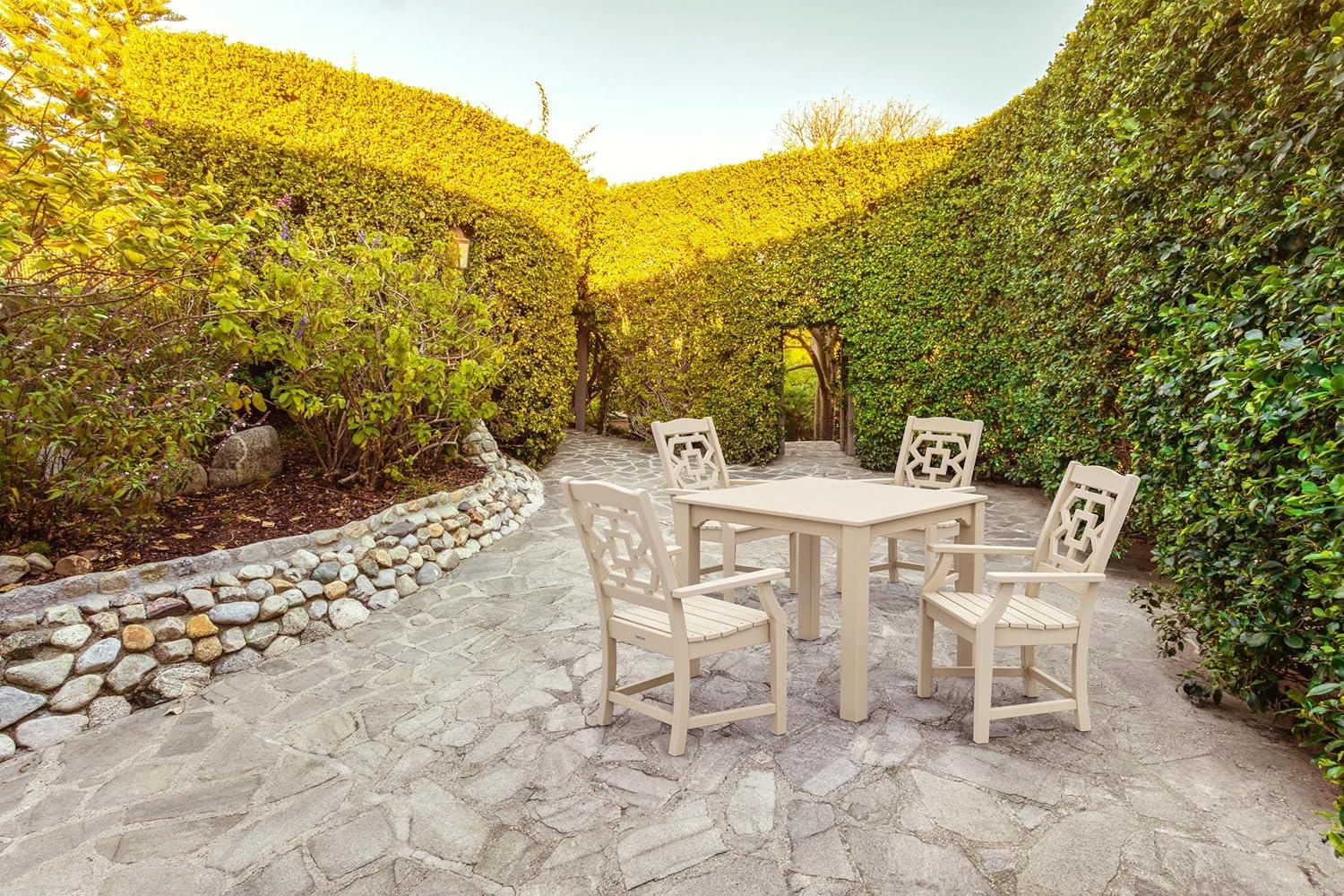 imageMartha Stewart by POLYWOOD Chinoiserie 5Piece Parsons Dining Set Exclusive in GreenTeak