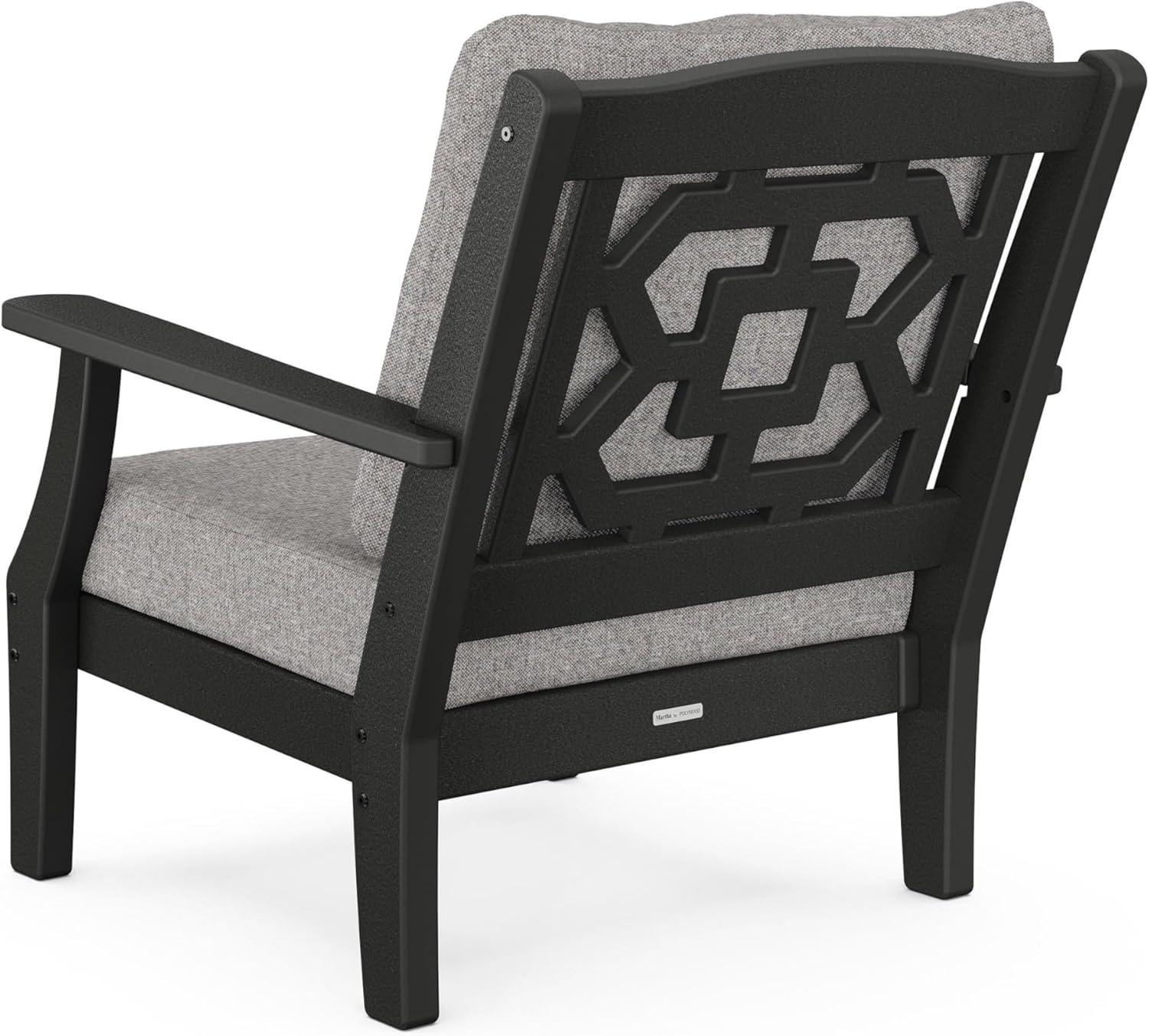 imageMartha Stewart by POLYWOOD Chinoiserie 6Piece Lounge Sofa Set in MahoganySpiced BurlapBlack Grey Mist