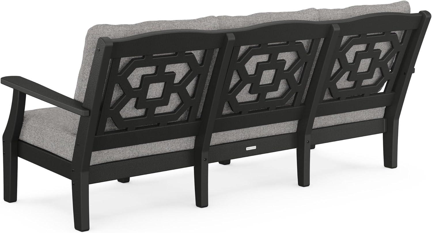 imageMartha Stewart by POLYWOOD Chinoiserie 6Piece Lounge Sofa Set in MahoganySpiced BurlapBlack Grey Mist