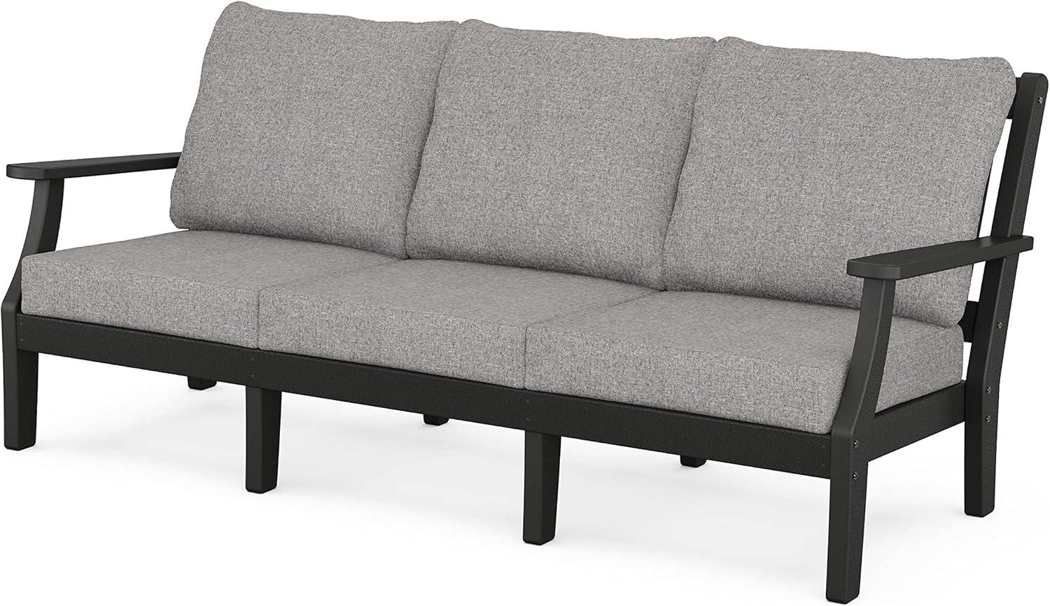 imageMartha Stewart by POLYWOOD Chinoiserie 6Piece Lounge Sofa Set in MahoganySpiced BurlapBlack Grey Mist
