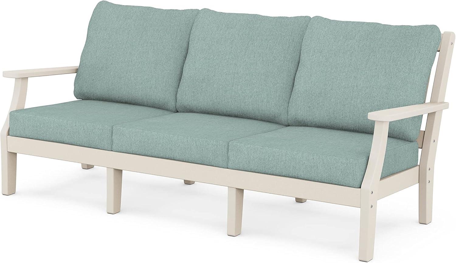 imageMartha Stewart by POLYWOOD Chinoiserie 6Piece Lounge Sofa Set in MahoganySpiced BurlapSand Glacier Spa