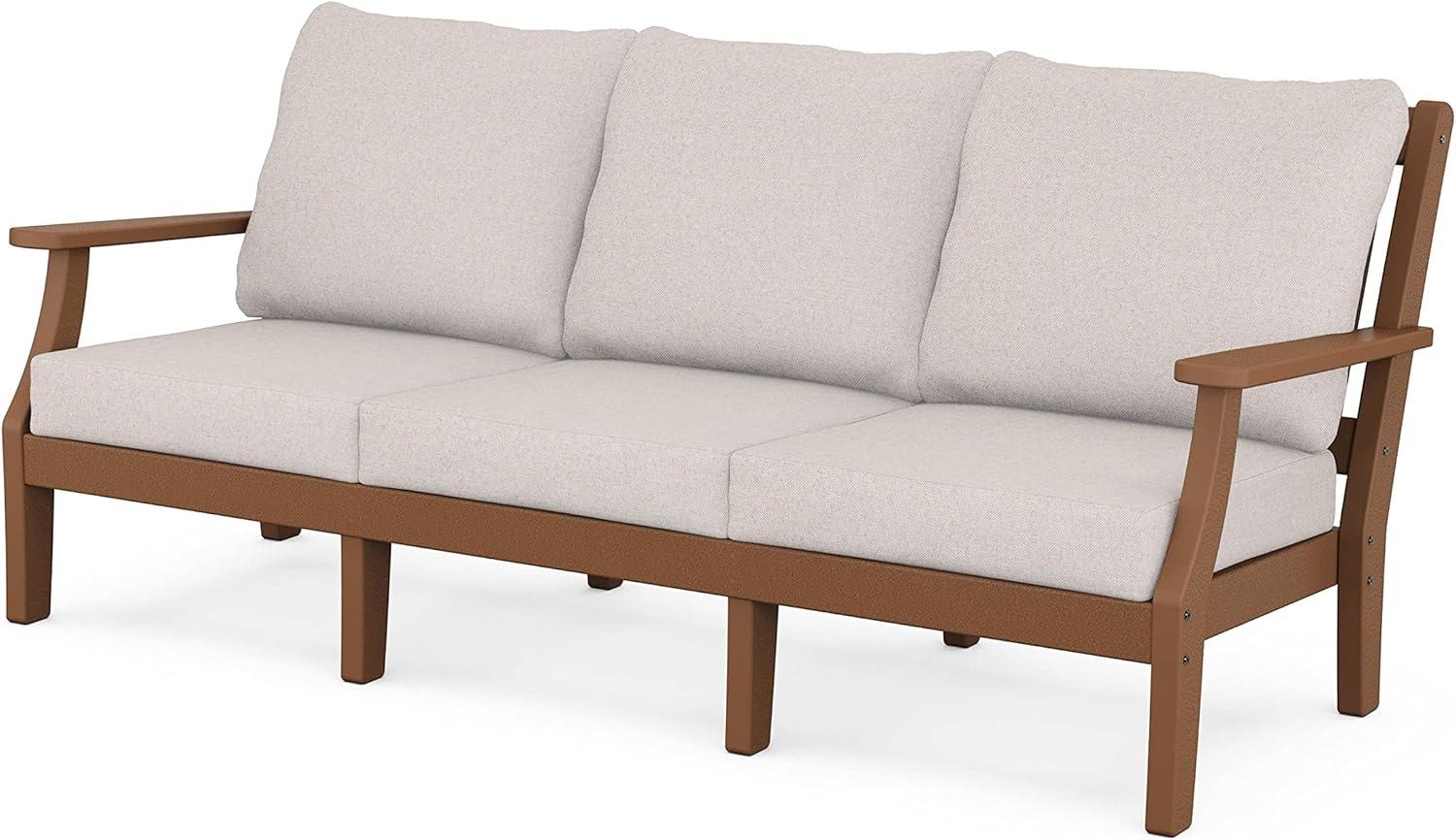 imageMartha Stewart by POLYWOOD Chinoiserie 6Piece Lounge Sofa Set in MahoganySpiced BurlapTeak Dune Burlap