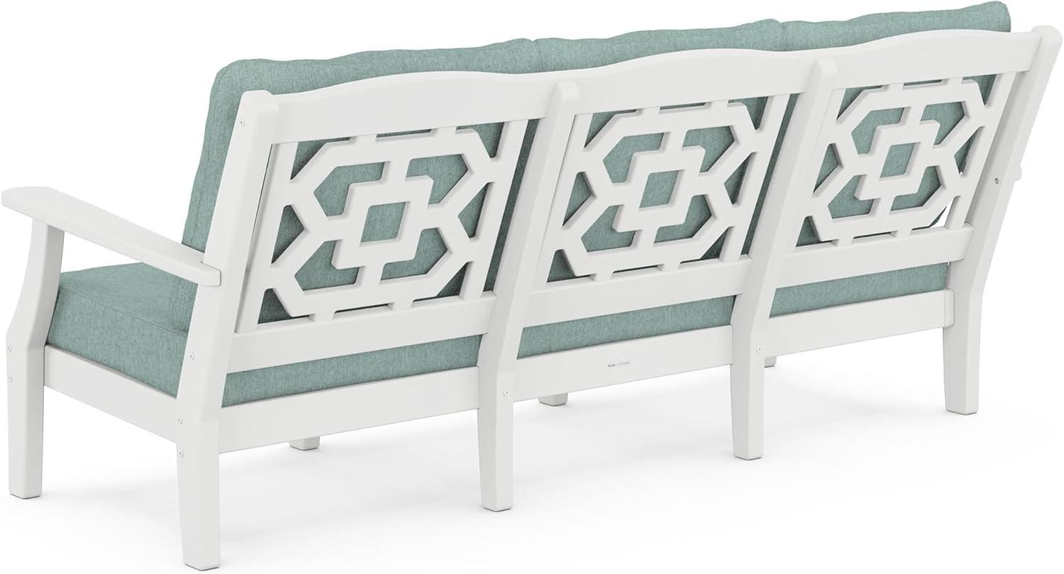 imageMartha Stewart by POLYWOOD Chinoiserie 6Piece Lounge Sofa Set in MahoganySpiced BurlapWhite Glacier Spa