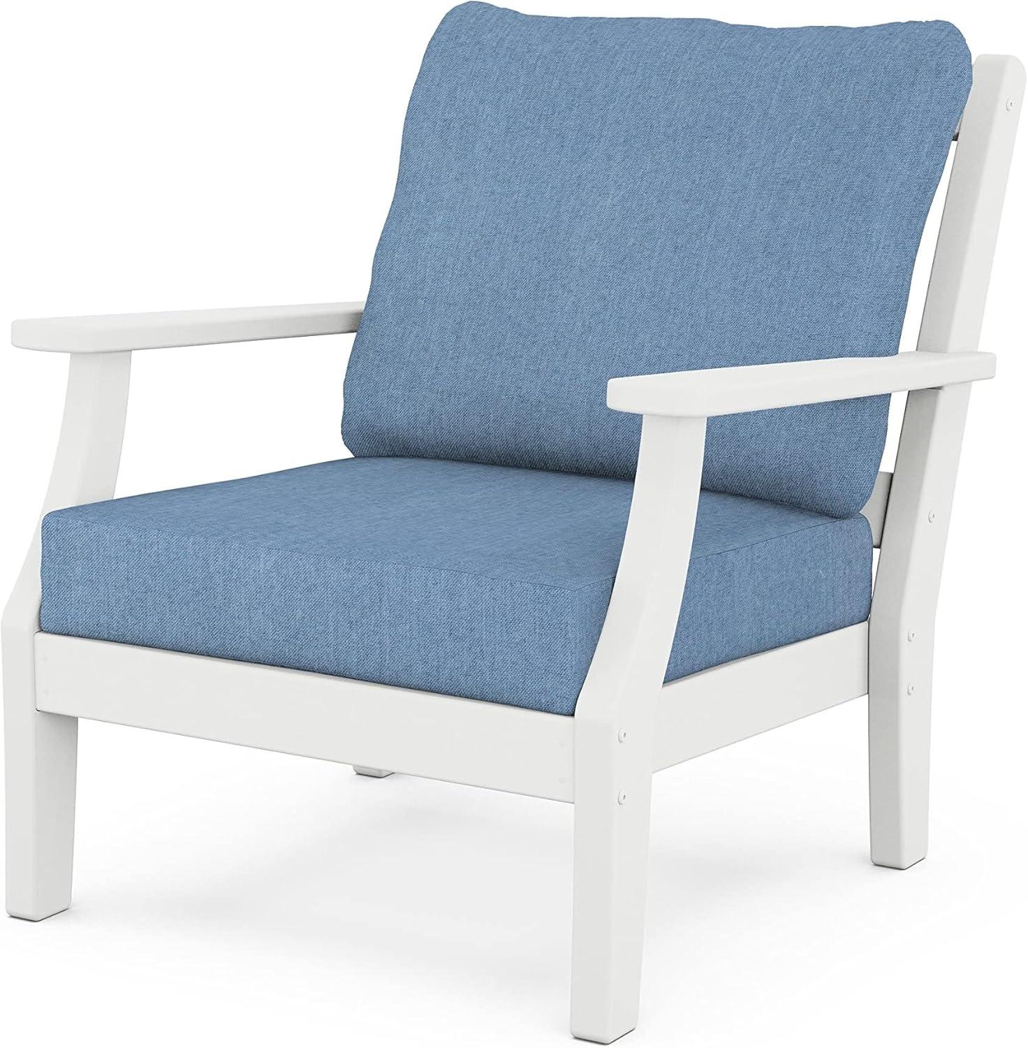 imageMartha Stewart by POLYWOOD Chinoiserie 6Piece Lounge Sofa Set in MahoganySpiced BurlapWhite Sky Blue