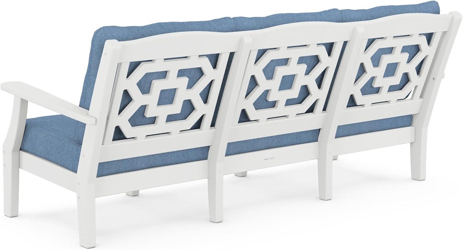 imageMartha Stewart by POLYWOOD Chinoiserie 6Piece Lounge Sofa Set in MahoganySpiced BurlapWhite Sky Blue