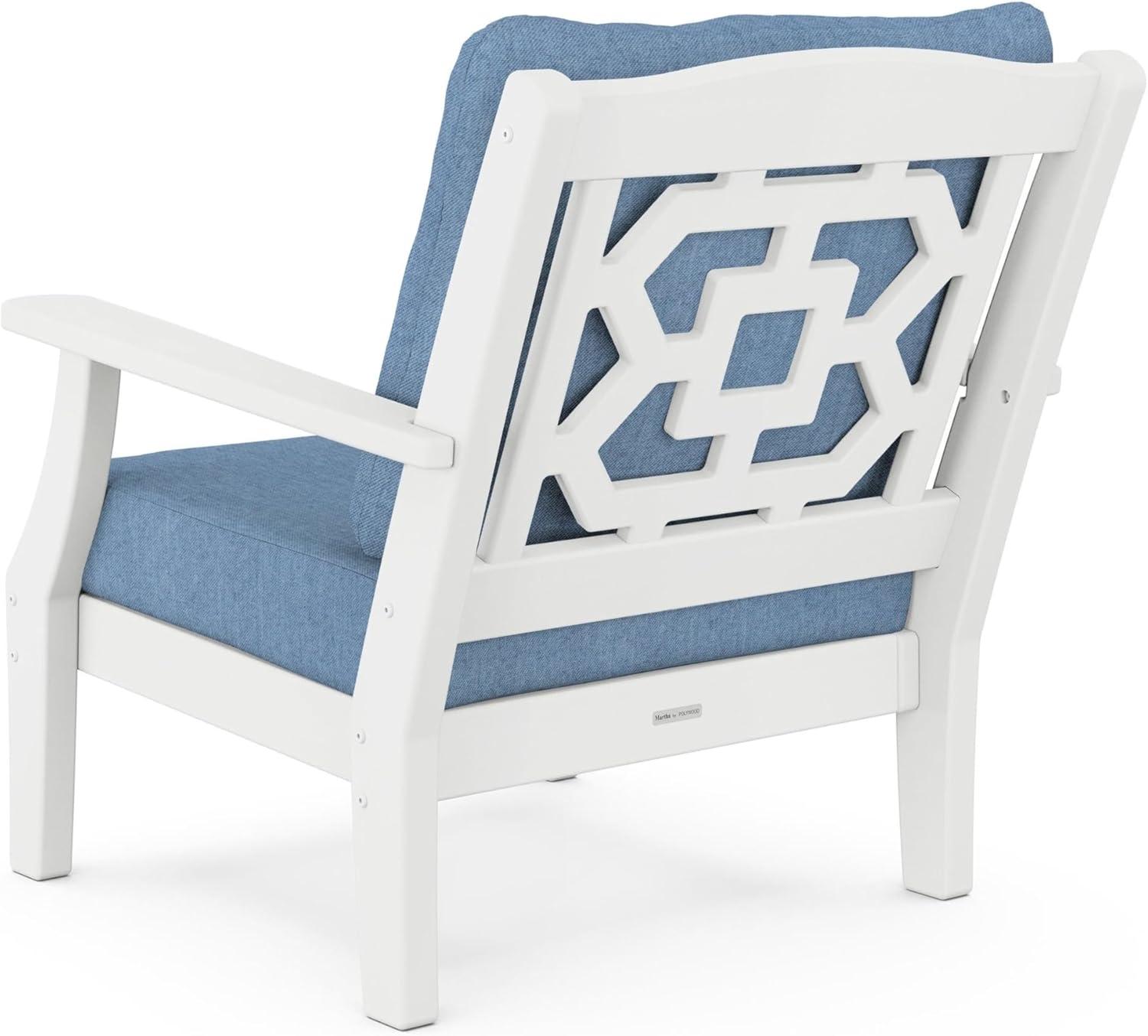 imageMartha Stewart by POLYWOOD Chinoiserie 6Piece Lounge Sofa Set in MahoganySpiced BurlapWhite Sky Blue