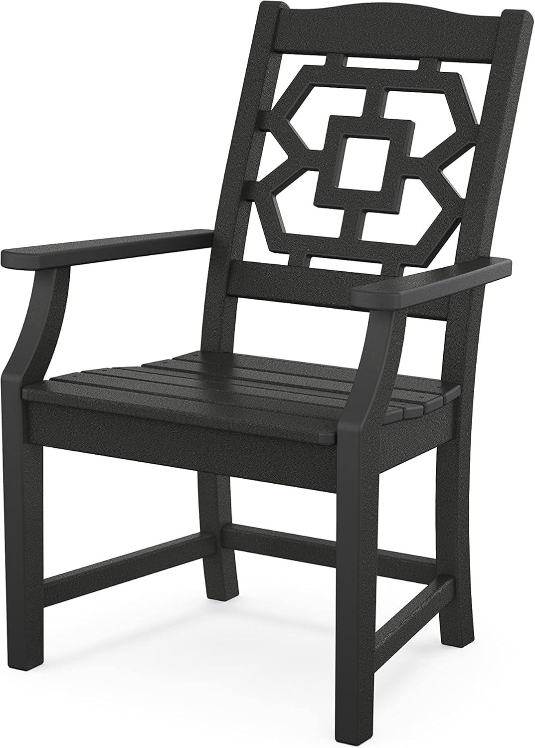imageMartha Stewart by POLYWOOD Chinoiserie Arm Chair 7Piece Parsons Dining Set Exclusive in TeakBlack