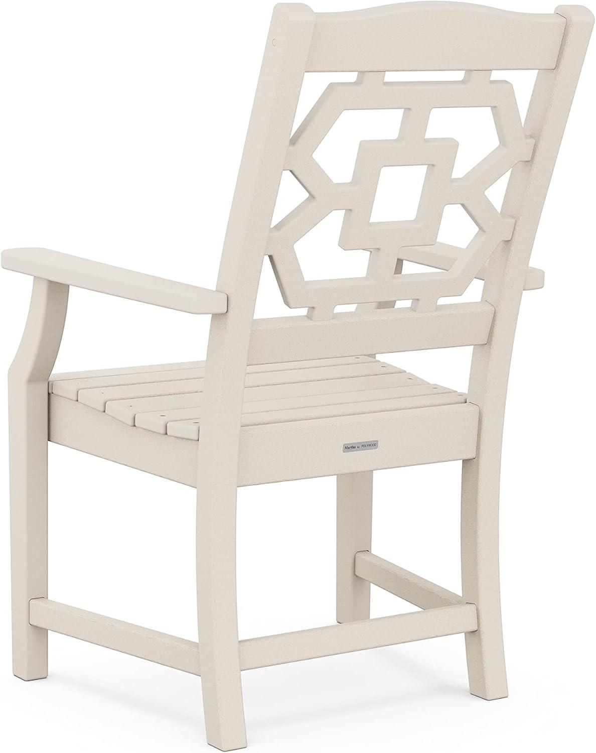 imageMartha Stewart by POLYWOOD Chinoiserie Arm Chair 7Piece Parsons Dining Set Exclusive in TeakSand
