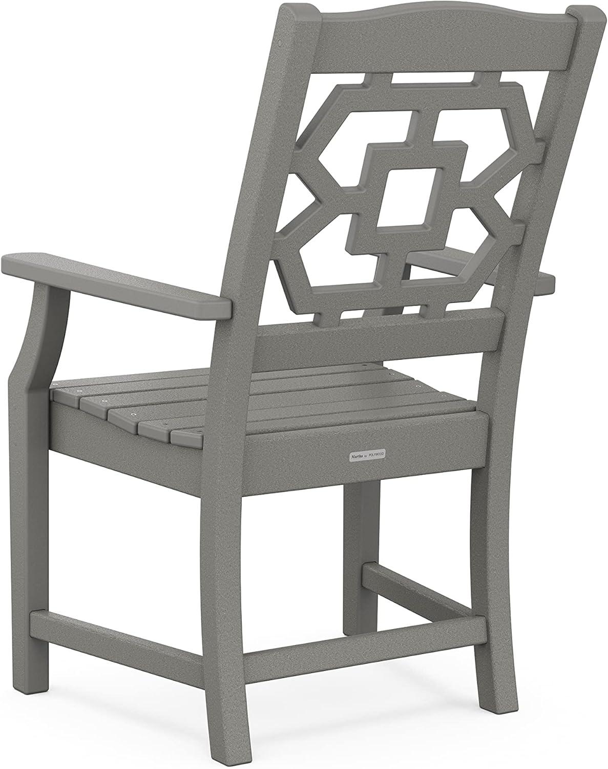 imageMartha Stewart by POLYWOOD Chinoiserie Arm Chair 7Piece Parsons Dining Set Exclusive in TeakSlate Grey