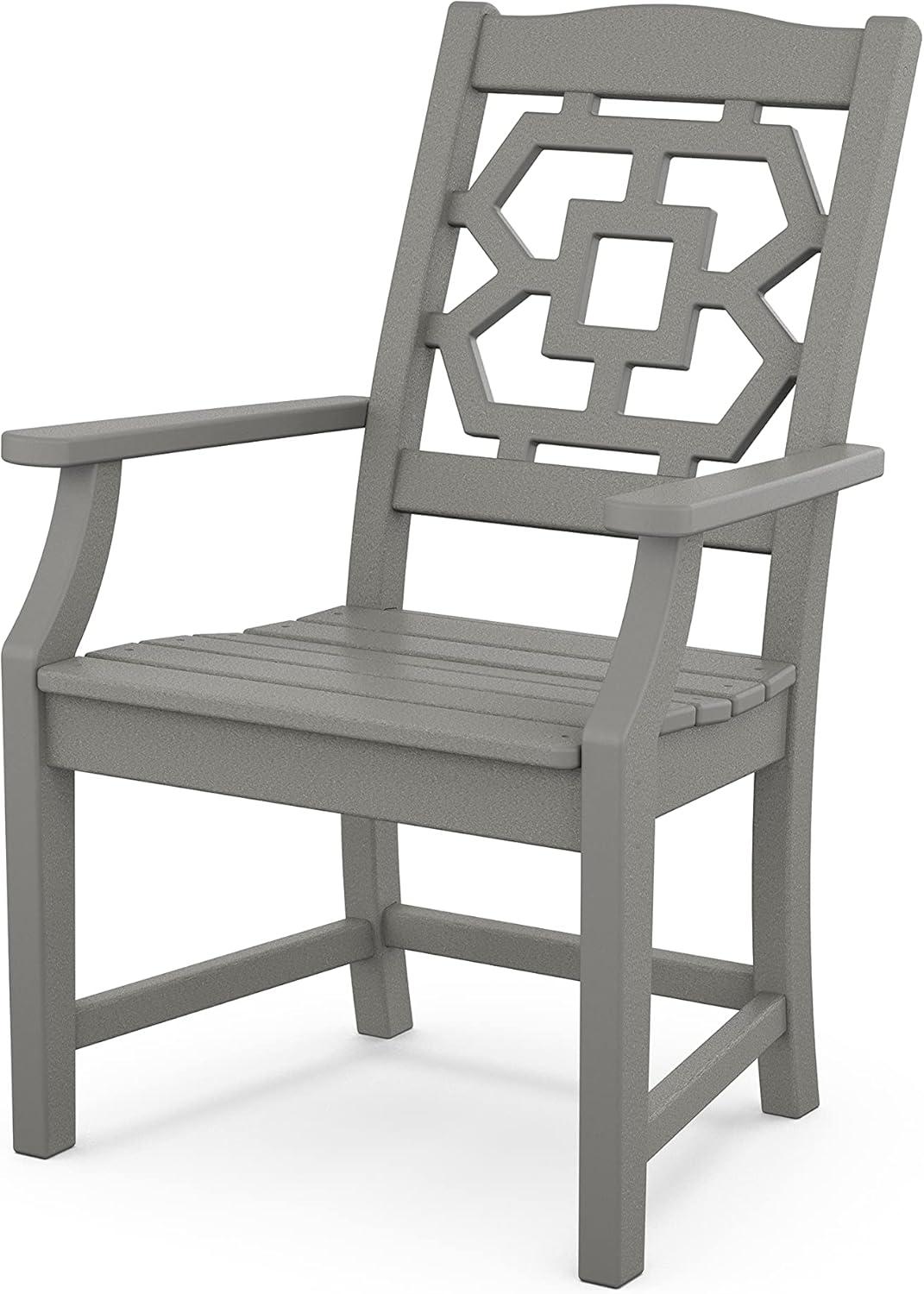 imageMartha Stewart by POLYWOOD Chinoiserie Arm Chair 7Piece Parsons Dining Set Exclusive in TeakSlate Grey